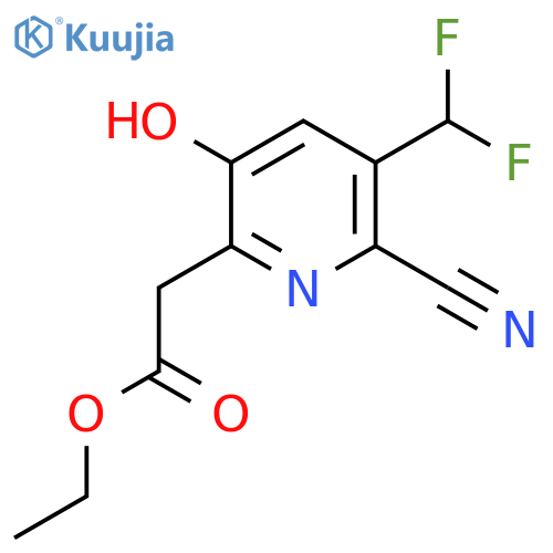 Ethyl 2-cyano-3-(difluoromethyl)-5-hydroxypyridine-6-acetate structure