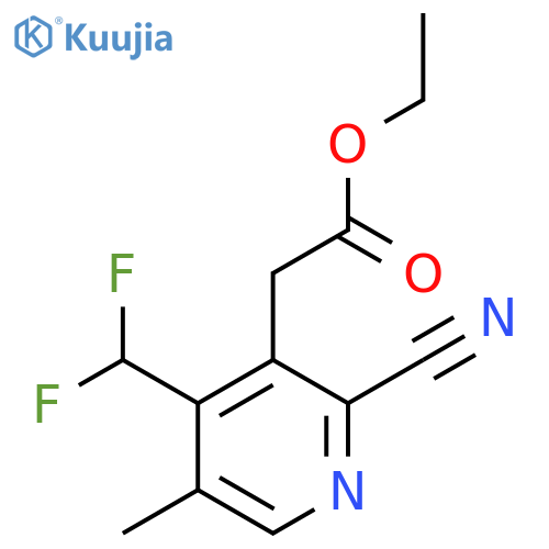 Ethyl 2-cyano-4-(difluoromethyl)-5-methylpyridine-3-acetate structure