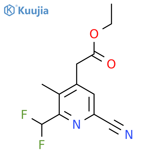 Ethyl 6-cyano-2-(difluoromethyl)-3-methylpyridine-4-acetate structure