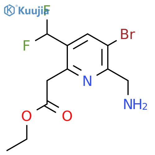 Ethyl 2-(aminomethyl)-3-bromo-5-(difluoromethyl)pyridine-6-acetate structure