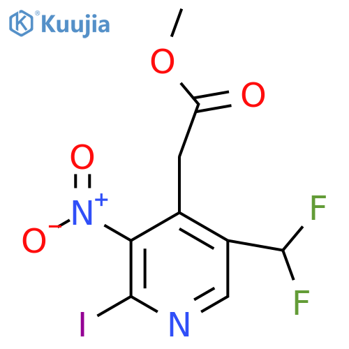 Methyl 5-(difluoromethyl)-2-iodo-3-nitropyridine-4-acetate structure