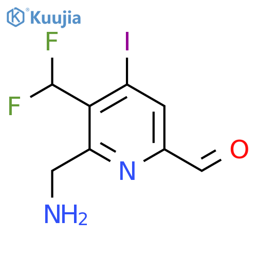 2-(Aminomethyl)-3-(difluoromethyl)-4-iodopyridine-6-carboxaldehyde structure
