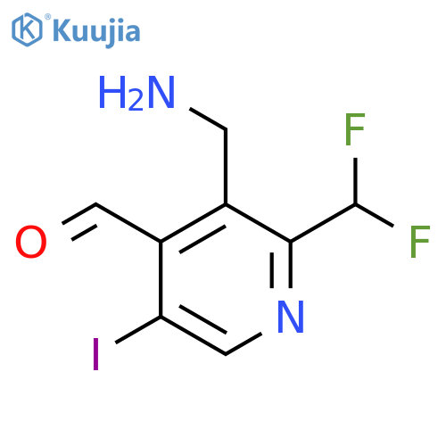 3-(Aminomethyl)-2-(difluoromethyl)-5-iodopyridine-4-carboxaldehyde structure