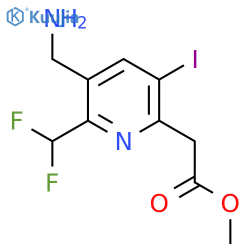 Methyl 3-(aminomethyl)-2-(difluoromethyl)-5-iodopyridine-6-acetate structure
