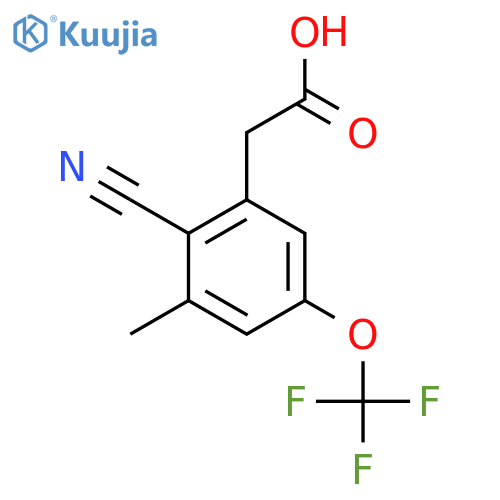2-Cyano-3-methyl-5-(trifluoromethoxy)phenylacetic acid structure