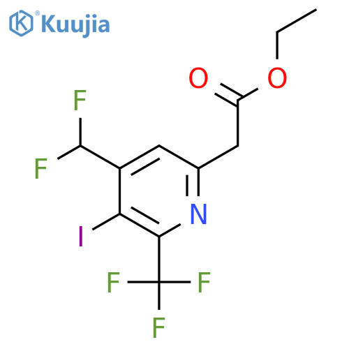 Ethyl 4-(difluoromethyl)-3-iodo-2-(trifluoromethyl)pyridine-6-acetate structure
