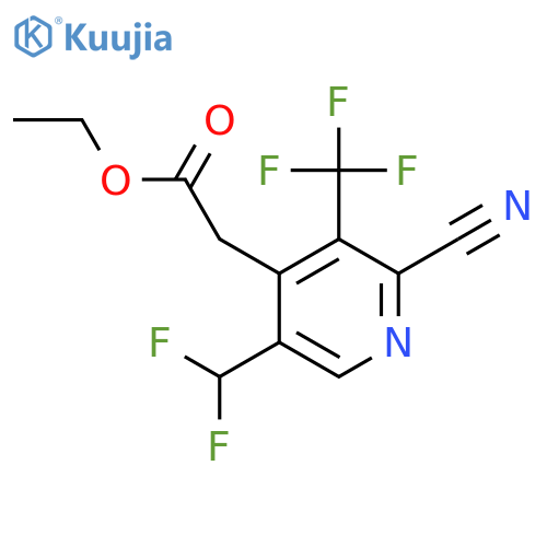 Ethyl 2-cyano-5-(difluoromethyl)-3-(trifluoromethyl)pyridine-4-acetate structure