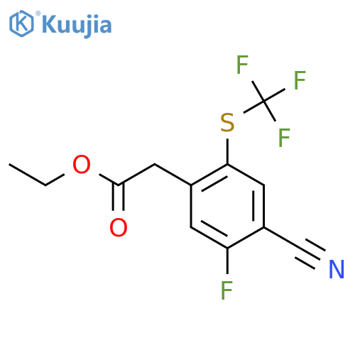 Ethyl 4-cyano-5-fluoro-2-(trifluoromethylthio)phenylacetate structure