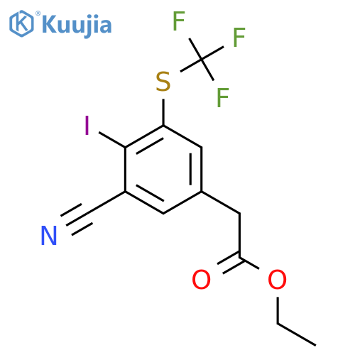 Ethyl 3-cyano-4-iodo-5-(trifluoromethylthio)phenylacetate structure