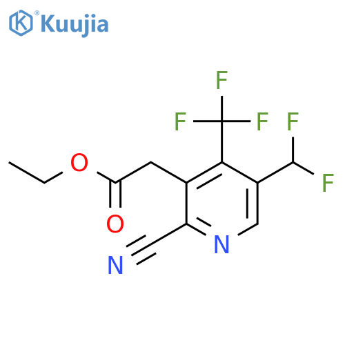 Ethyl 2-cyano-5-(difluoromethyl)-4-(trifluoromethyl)pyridine-3-acetate structure
