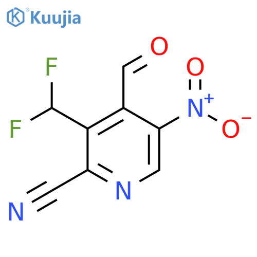 2-Cyano-3-(difluoromethyl)-5-nitropyridine-4-carboxaldehyde structure