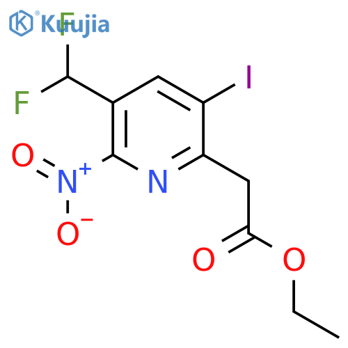 Ethyl 3-(difluoromethyl)-5-iodo-2-nitropyridine-6-acetate structure