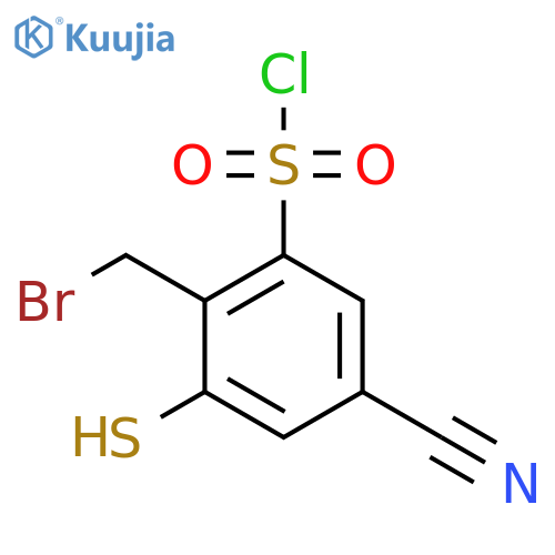2-Bromomethyl-5-cyano-3-mercaptobenzenesulfonyl chloride structure