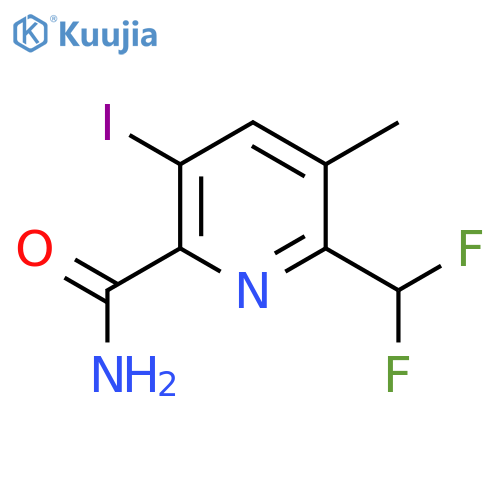 2-(Difluoromethyl)-5-iodo-3-methylpyridine-6-carboxamide structure