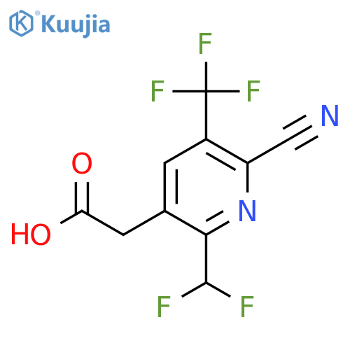2-Cyano-6-(difluoromethyl)-3-(trifluoromethyl)pyridine-5-acetic acid structure