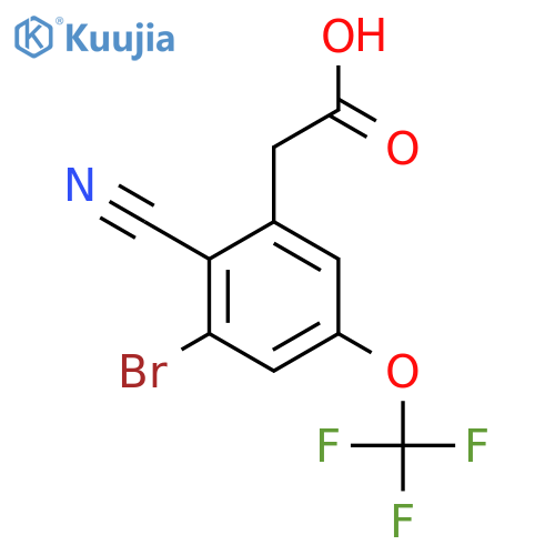 3-Bromo-2-cyano-5-(trifluoromethoxy)phenylacetic acid structure