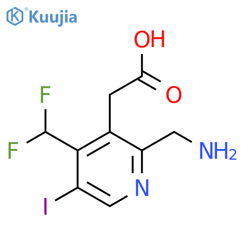 2-(Aminomethyl)-4-(difluoromethyl)-5-iodopyridine-3-acetic acid structure