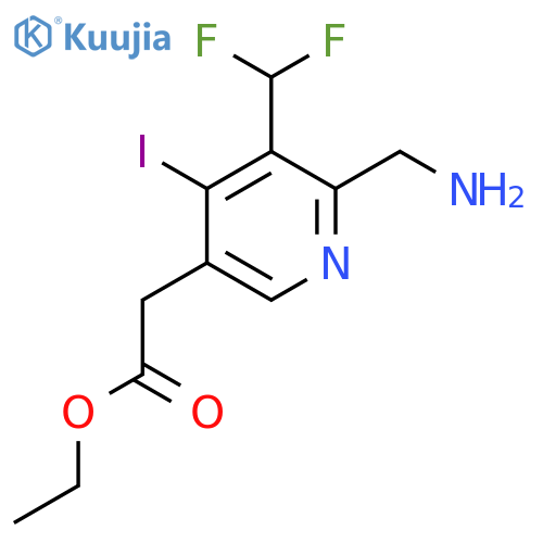 Ethyl 2-(aminomethyl)-3-(difluoromethyl)-4-iodopyridine-5-acetate structure