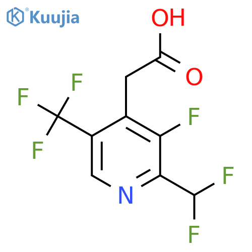 2-(Difluoromethyl)-3-fluoro-5-(trifluoromethyl)pyridine-4-acetic acid structure