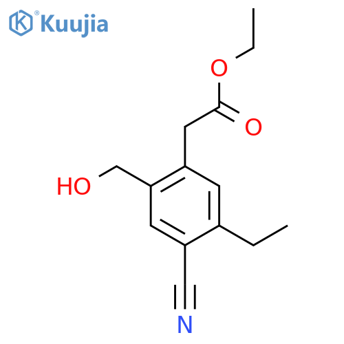 Ethyl 4-cyano-5-ethyl-2-(hydroxymethyl)phenylacetate structure