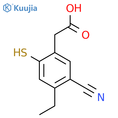 5-Cyano-4-ethyl-2-mercaptophenylacetic acid structure