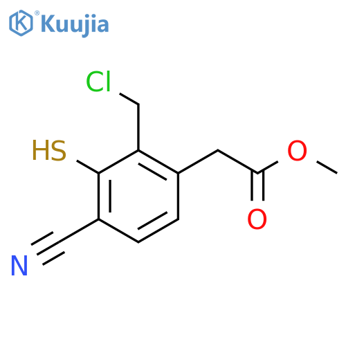 Methyl 2-chloromethyl-4-cyano-3-mercaptophenylacetate structure