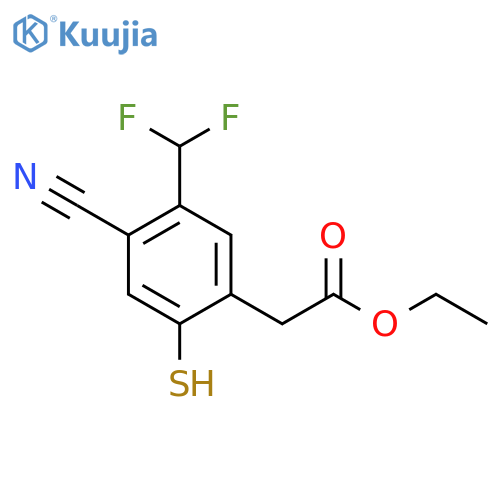 Ethyl 4-cyano-5-difluoromethyl-2-mercaptophenylacetate structure