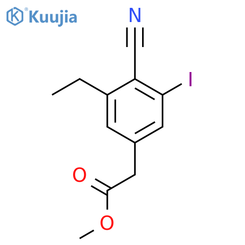 Methyl 4-cyano-3-ethyl-5-iodophenylacetate structure