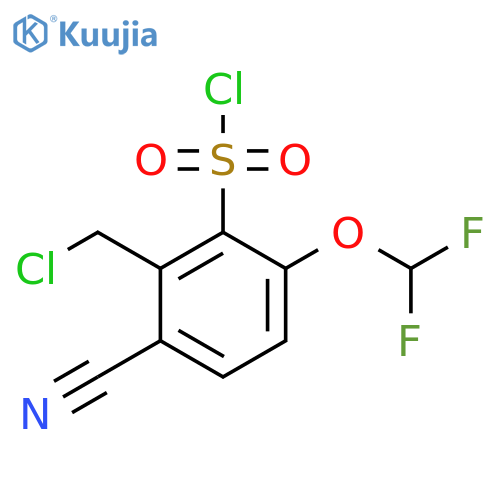2-Chloromethyl-3-cyano-6-(difluoromethoxy)benzenesulfonyl chloride structure