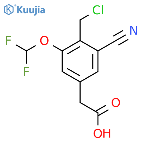 4-Chloromethyl-3-cyano-5-(difluoromethoxy)phenylacetic acid structure