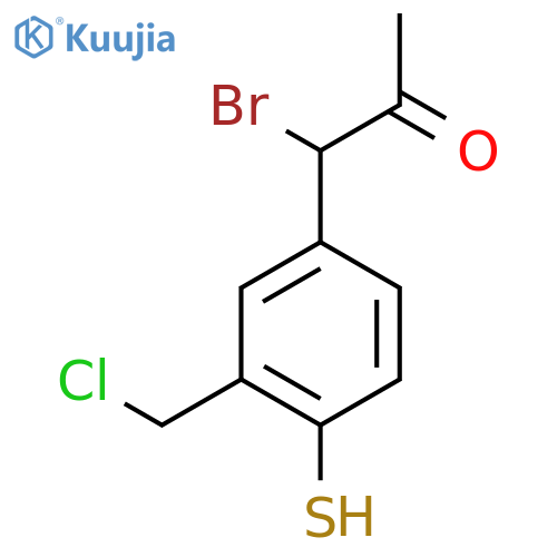 1-Bromo-1-(3-(chloromethyl)-4-mercaptophenyl)propan-2-one structure