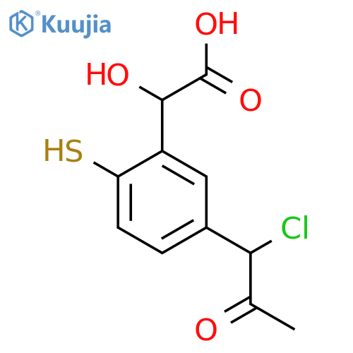5-(1-Chloro-2-oxopropyl)-2-mercaptomandelic acid structure