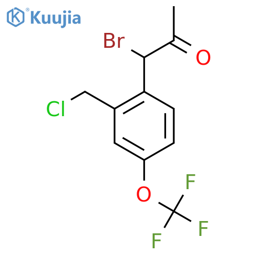 1-Bromo-1-(2-(chloromethyl)-4-(trifluoromethoxy)phenyl)propan-2-one structure