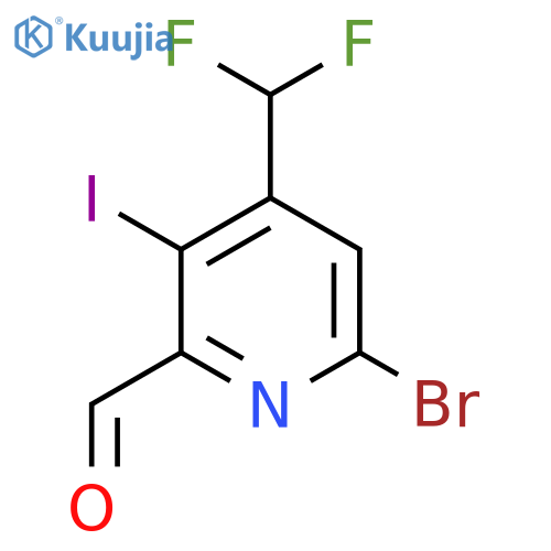 6-Bromo-4-(difluoromethyl)-3-iodopyridine-2-carboxaldehyde structure