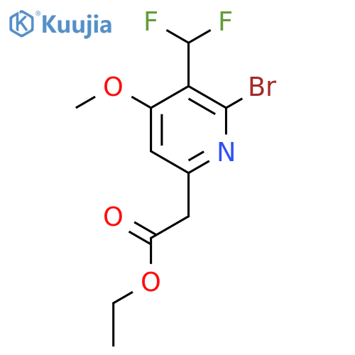 Ethyl 2-bromo-3-(difluoromethyl)-4-methoxypyridine-6-acetate structure