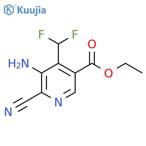 Ethyl 3-amino-2-cyano-4-(difluoromethyl)pyridine-5-carboxylate structure