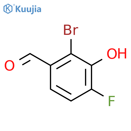 2-Bromo-4-fluoro-3-hydroxybenzaldehyde structure