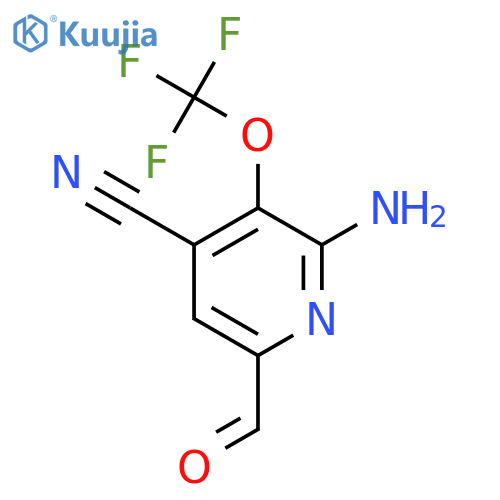2-Amino-4-cyano-3-(trifluoromethoxy)pyridine-6-carboxaldehyde structure