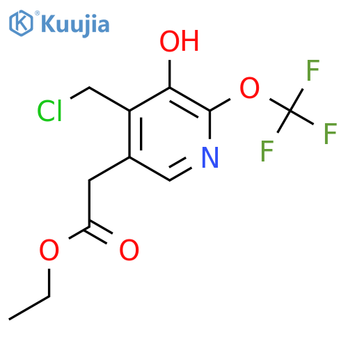 Ethyl 4-(chloromethyl)-3-hydroxy-2-(trifluoromethoxy)pyridine-5-acetate structure