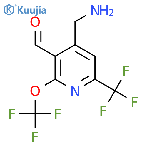 4-(Aminomethyl)-2-(trifluoromethoxy)-6-(trifluoromethyl)pyridine-3-carboxaldehyde structure
