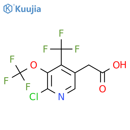 2-Chloro-3-(trifluoromethoxy)-4-(trifluoromethyl)pyridine-5-acetic acid structure