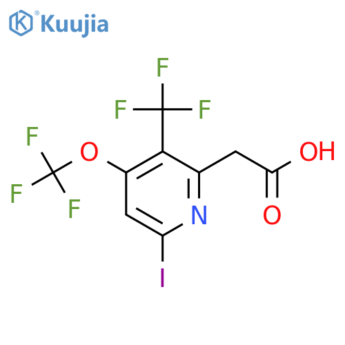 6-Iodo-4-(trifluoromethoxy)-3-(trifluoromethyl)pyridine-2-acetic acid structure