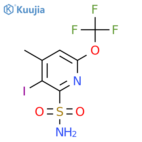 3-Iodo-4-methyl-6-(trifluoromethoxy)pyridine-2-sulfonamide structure