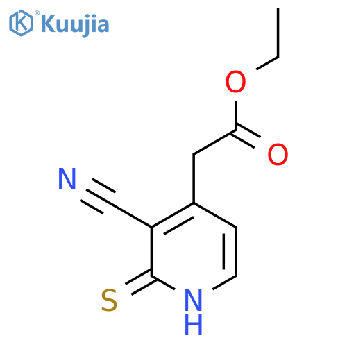 Ethyl 3-cyano-2-mercaptopyridine-4-acetate structure