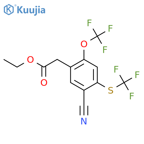 Ethyl 5-cyano-2-trifluoromethoxy-4-(trifluoromethylthio)phenylacetate structure