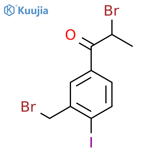 2-Bromo-1-(3-(bromomethyl)-4-iodophenyl)propan-1-one structure