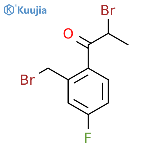 2-Bromo-1-(2-(bromomethyl)-4-fluorophenyl)propan-1-one structure