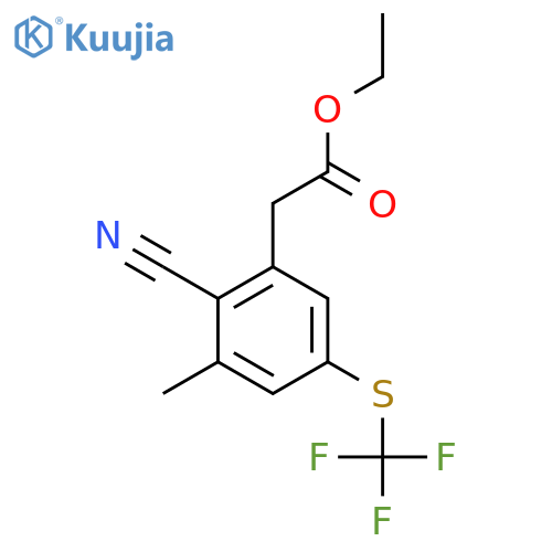 Ethyl 2-cyano-3-methyl-5-(trifluoromethylthio)phenylacetate structure