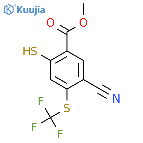 Methyl 5-cyano-2-mercapto-4-(trifluoromethylthio)benzoate structure