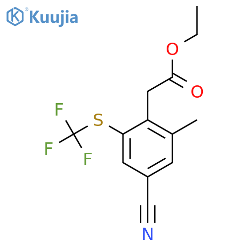 Ethyl 4-cyano-2-methyl-6-(trifluoromethylthio)phenylacetate structure
